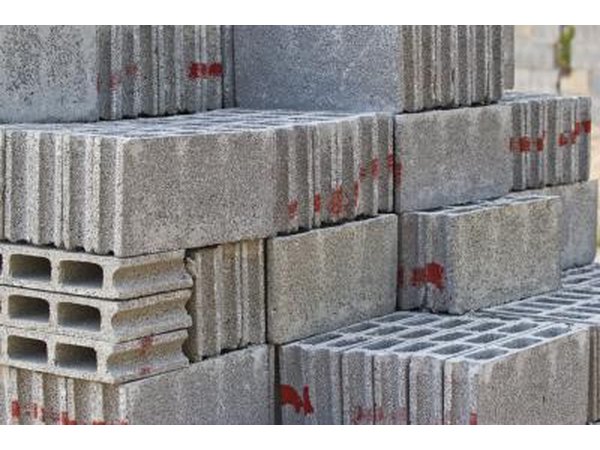 Grey concrete construction blocks