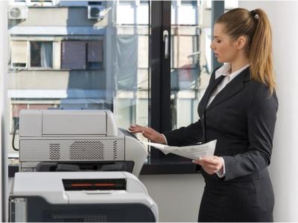 Secretary using printer