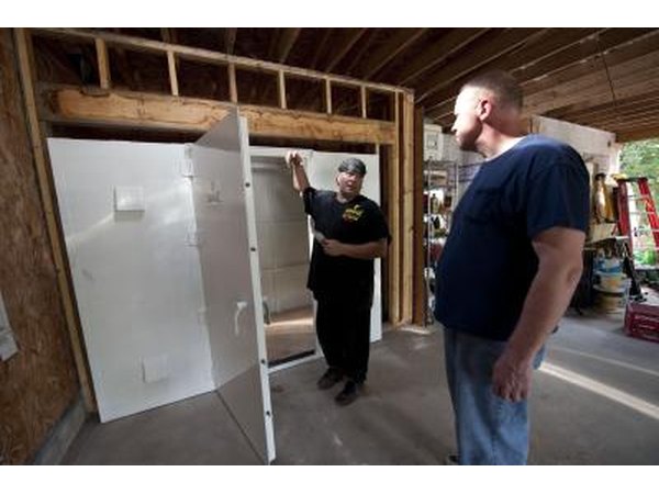 Storm door being installed