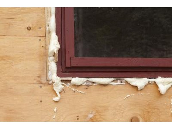 Spray foam around window