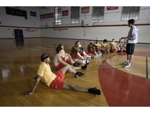 Basketball team with director