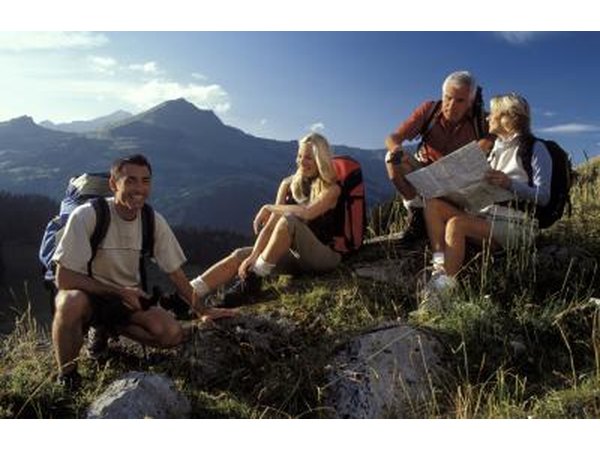 a group of friends in hiking gear