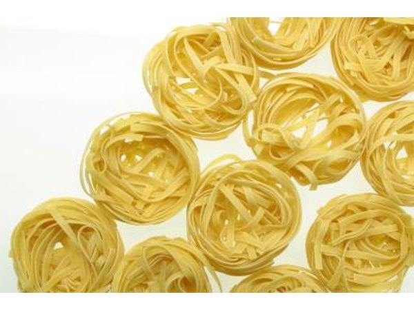 Uncooked tagliatelle pasta