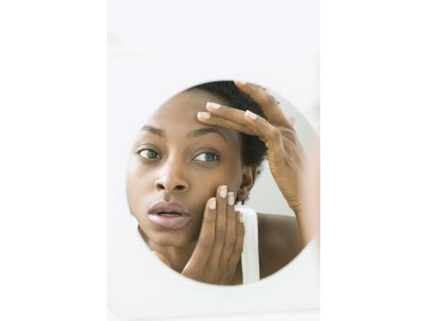 Checking eyes in the mirror