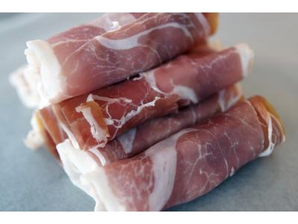 Prosciutto wraps with cheese in center