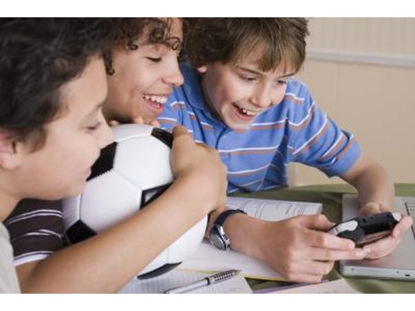 Boys playing video games