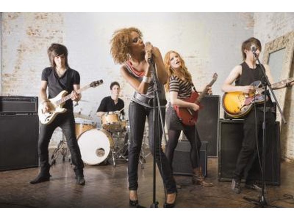 Singer with band