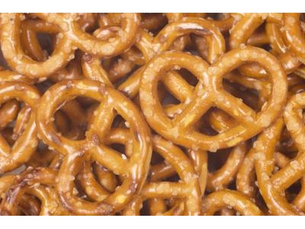Salted pretzels with salt.