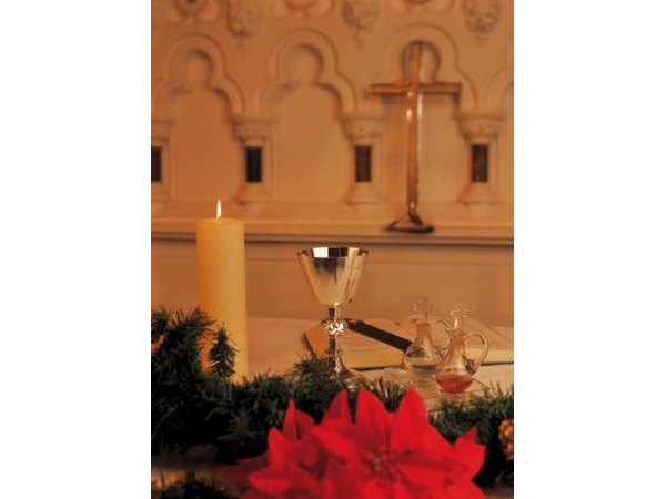 Church alter at christmas time
