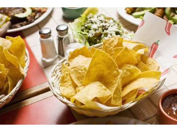 Tortilla chips on buffet table