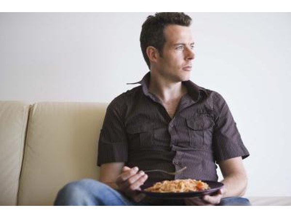 Man eating pasta