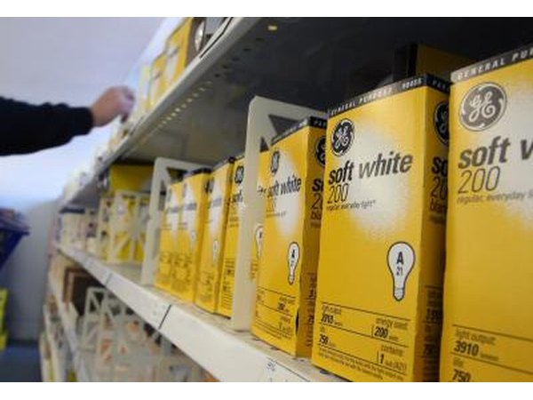 GE light bulbs on store shelf