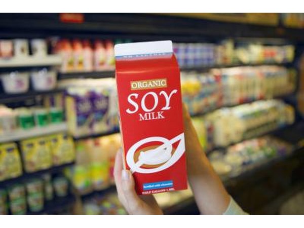 A carton of organic soy milk.