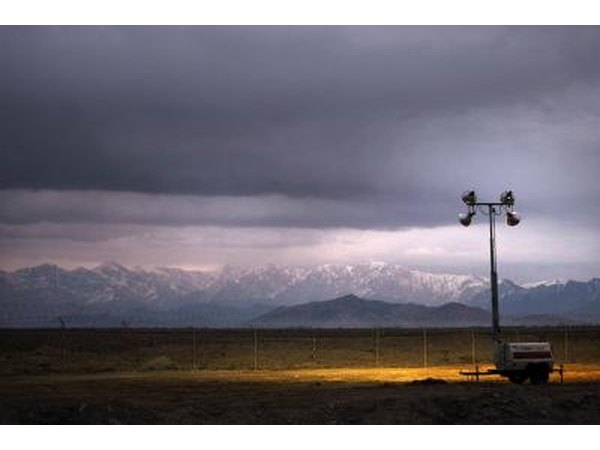 Security lights on Bagram Air Base in Afghanistan