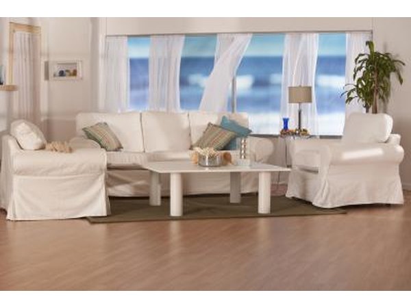 Living room furniture with light, cotton slipcovers
