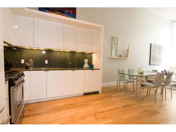 Modern kitchen with ceramic flooring