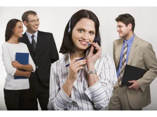 Telephone customer service agent and saleswoman