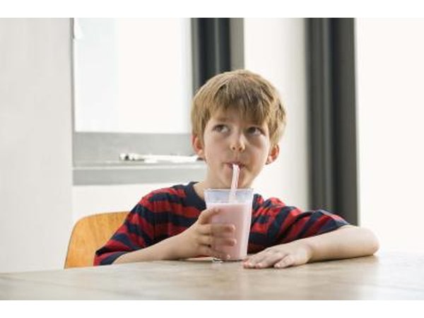 Boy drinking smoothie