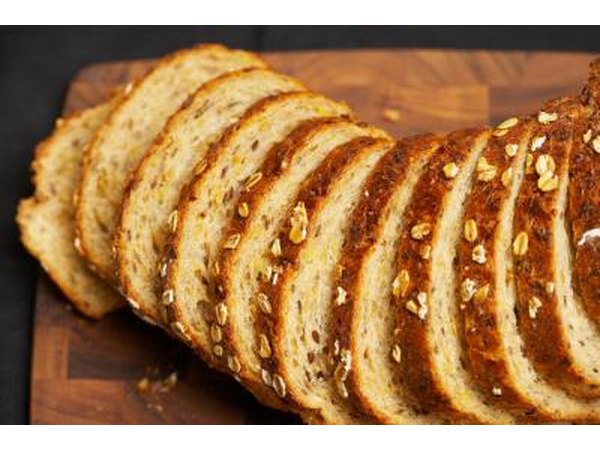 Slices of whole grain bread.