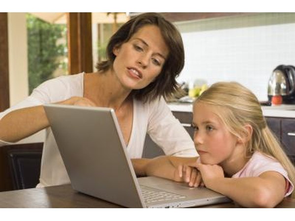 Child using an online learning project