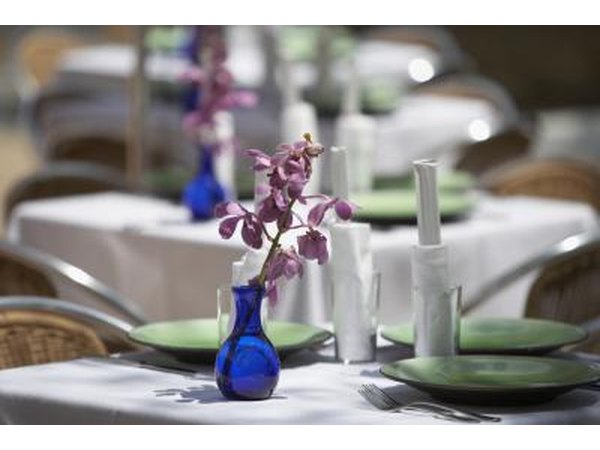 blue and purple centerpieces