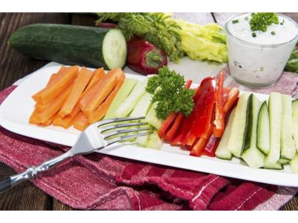 Sliced carrot, celery, cucumber and red pepper