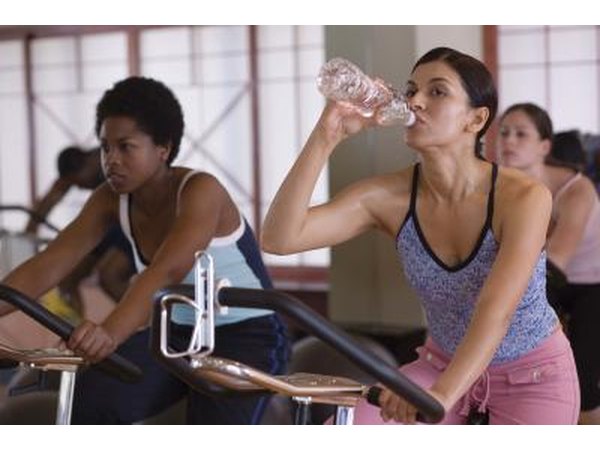 Women in spin class.