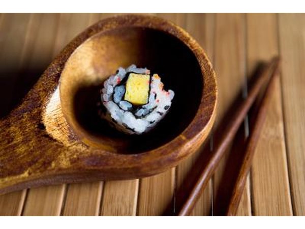 A piece of tofu sushi.