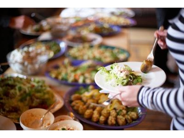 woman at buffet table