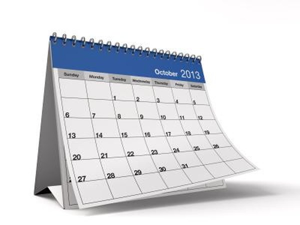 Calendar showing the month of October.