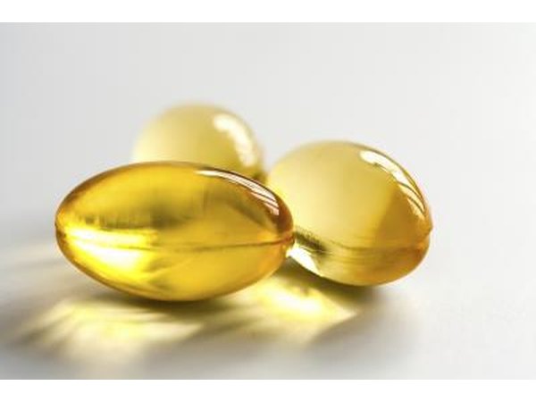 A close-up of fish oil supplements.