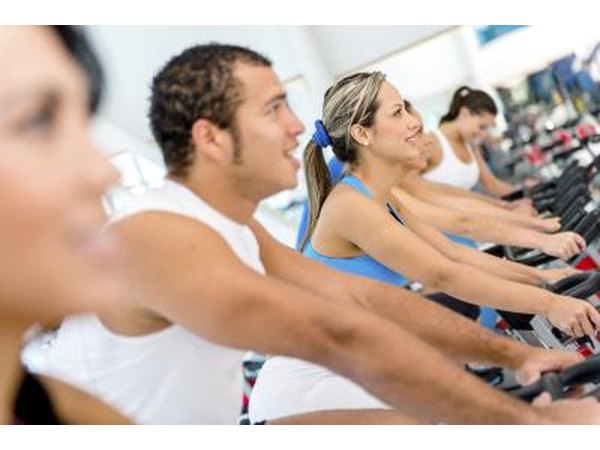 People in spinning class.