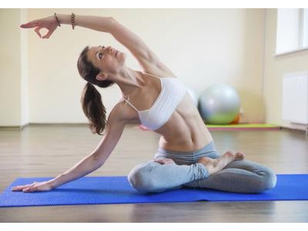 woman practicing yoga on new mat