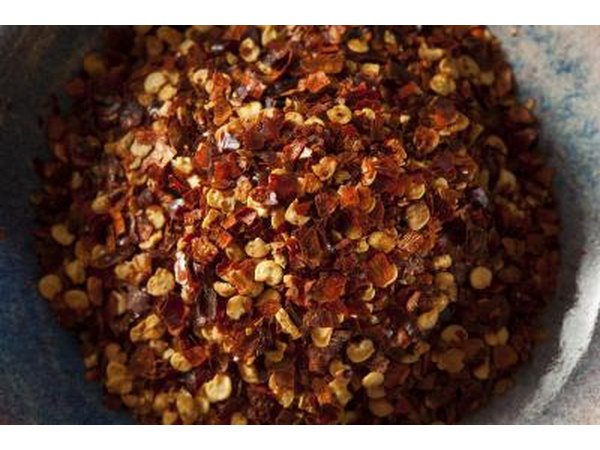 Close-up of red pepper flakes