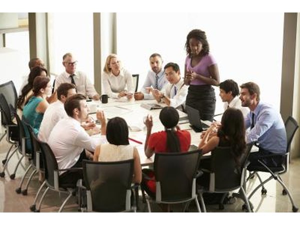 Large board meeting at round table