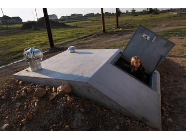 Young girl plays in newly constructed tornado shelter in Joplin, Missouri