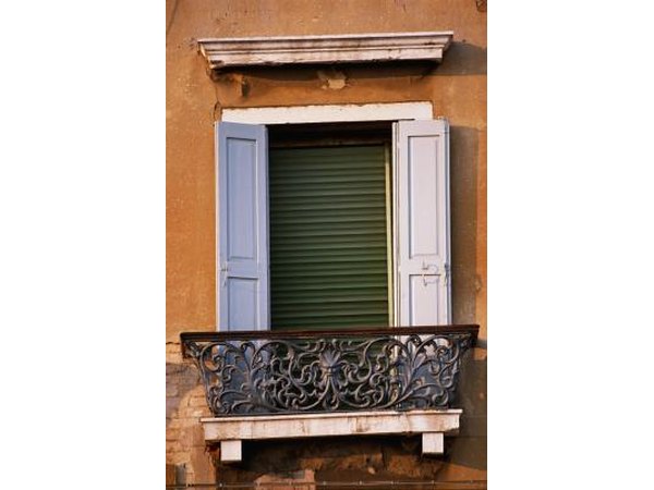 A faux balcony railing exudes a romantic mood.