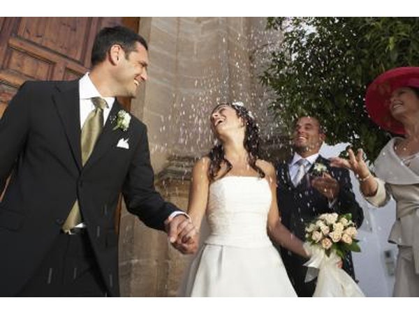 wedded couple at church