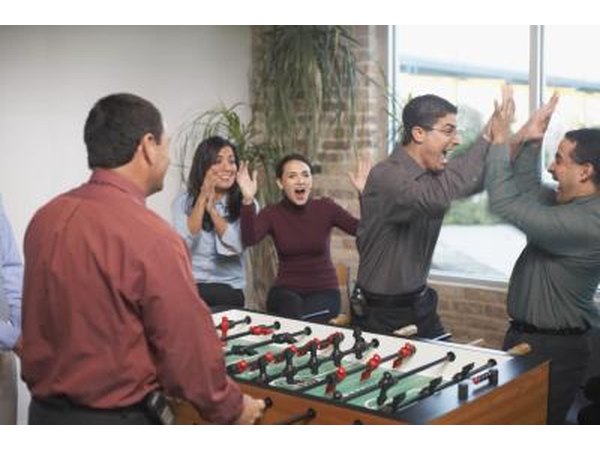 Office colleagues playing game