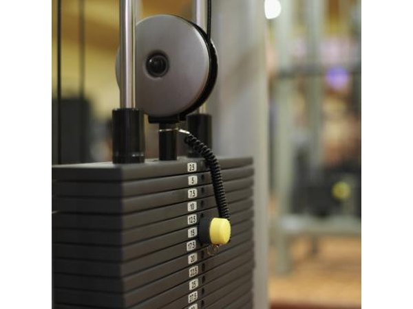 Close-up on weights used in exercise machine