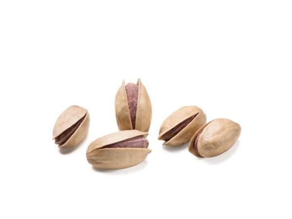 Red pistachios inside normal shell.