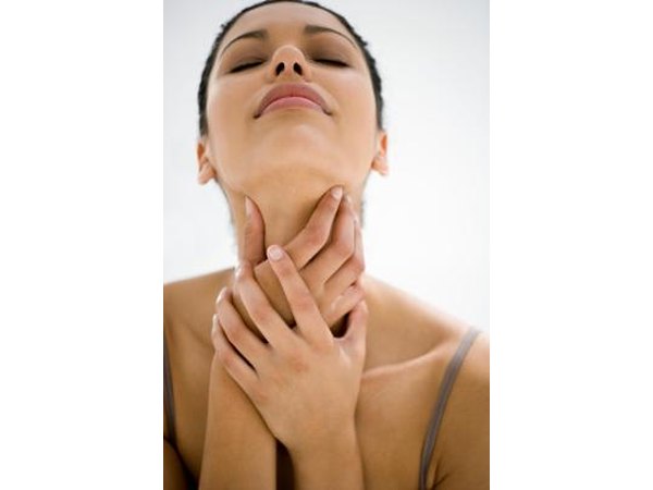 Woman with sore throat