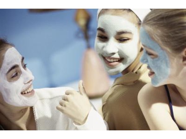 Girlfriends wearing a facial mask