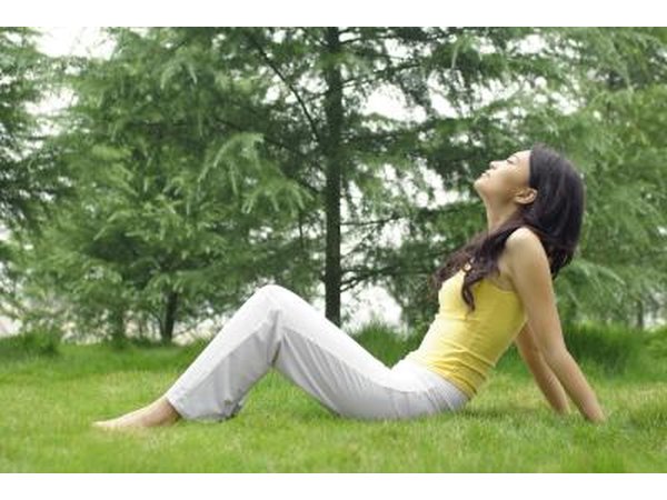 woman taking deep breaths