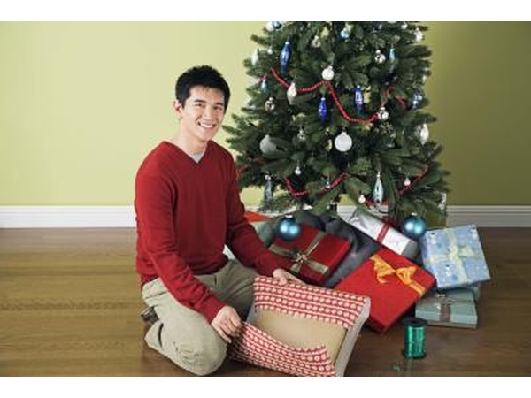 Chinese man with Christmas gifts