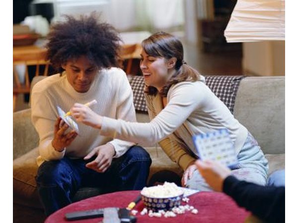 friends playing Easter bingo