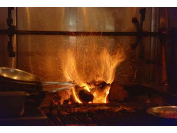 Brick oven in use