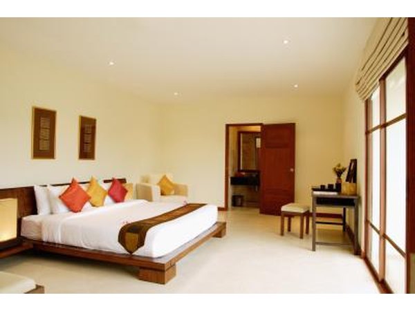 Modern bedroom with platform bed.
