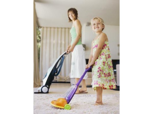 Light carpet, mom and daughter