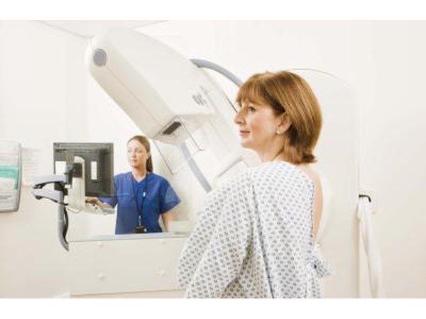 Woman getting mamogram